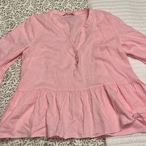 Women's Lilly Pulitzer Tops Lilly Pulitzer Pink Bekah Linen Blouse XL